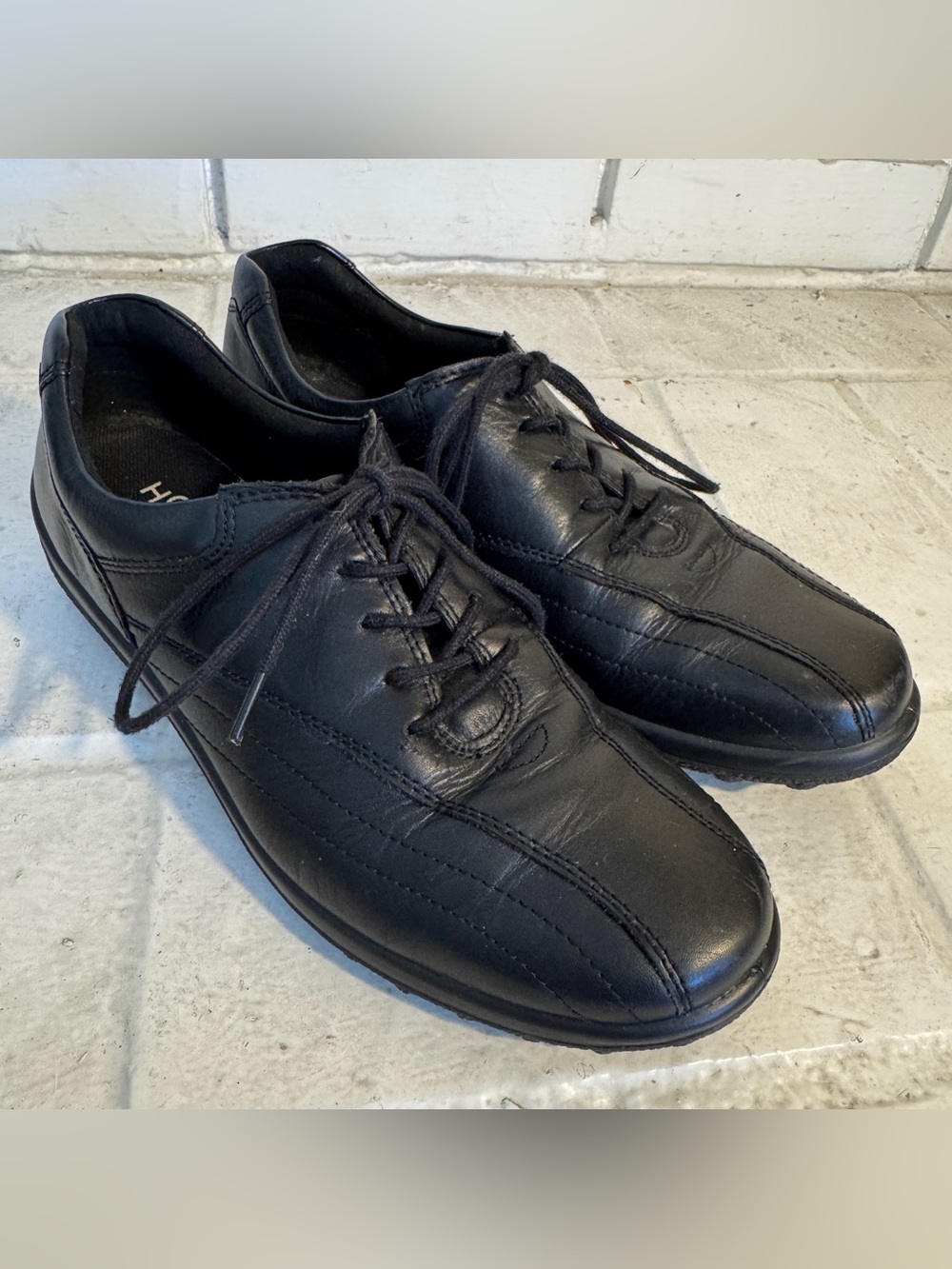 Hotter Tone II Black Leather Lace-Up Comfort Shoes Size US 8.5 / EU 40